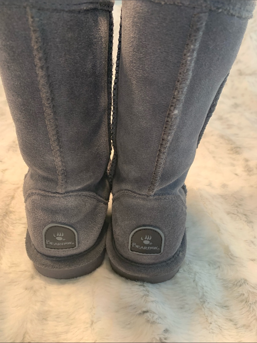 BearPaw Tall Suede Shearling Boots in Gray